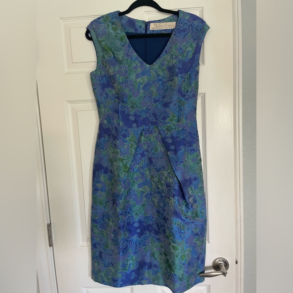 Lela Rose silk watercolor dress 10